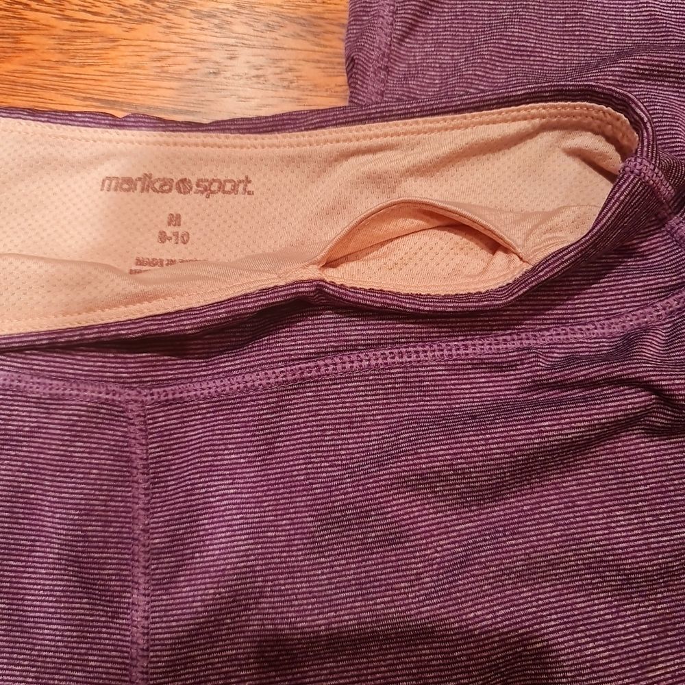 Marika Sport - Cropped Leggings - Sz M (8-10) - Purple / Gray Stripes - EUC - Picture 5 of 11